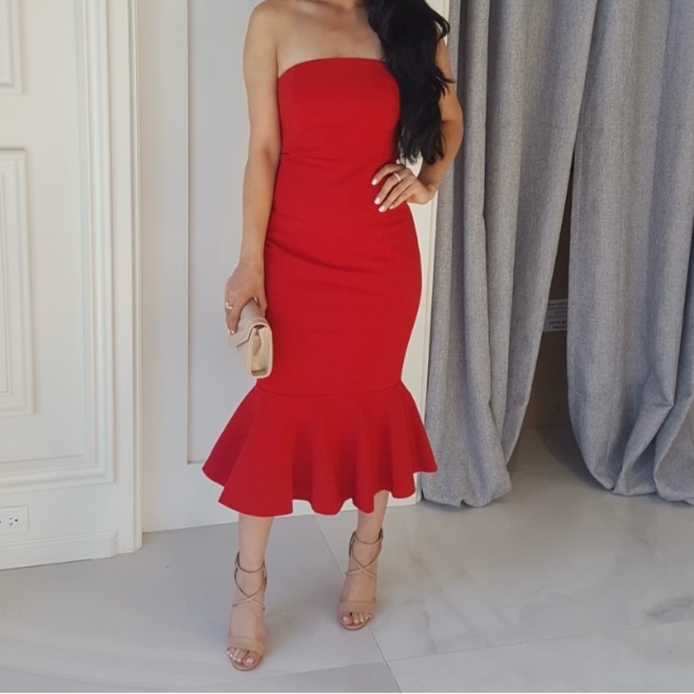 Club Monaco Strapless Red Mermaid Dress